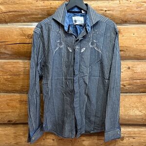 English Laundry Large Men's Striped Gray Shirt